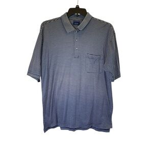 Izod Striped Polo Shirt Men’s sz LT Blue gray stripe short sleeve athletic golf